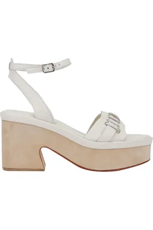 Janet&Janet Schoenen, Dames, , 41 EU, Suède, Ivoor Leren en Suède Sandalen