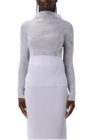 Issey Miyake Tops, Dames, Paars, M, Polyester, Lila Geplooide Top