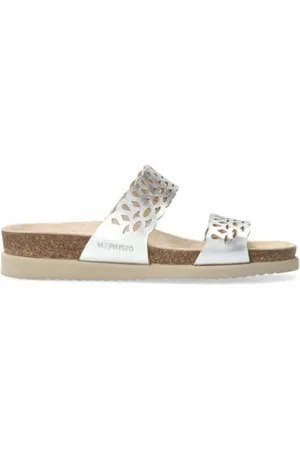 Mephisto Schoenen, Dames, Grijs, 39 EU, Leer, Metallic Roze Muiltjes