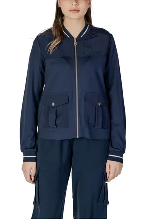 Liu Jo Jassen, Dames, Blauw, L, Blauwe Viscose Lente/Zomer Sweater