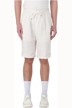 Brunello Cucinelli Korte broeken, Heren, Wit, L, Linnen, Blauwe Linnen Relaxte Shorts