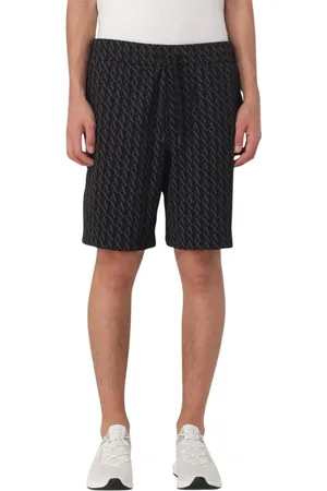 Armani Exchange Korte broeken, Heren, Zwart, M, Katoen, Logo Print Heren Shorts