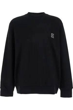 WOOYOUNGMI Sweatshirts & Hoodies, Heren, Zwart, M, Katoen, Zwarte Sweater Heren T-Shirt