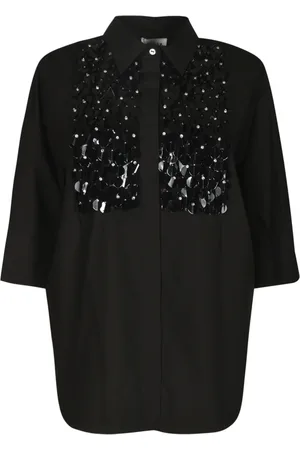 P.A.R.O.S.H. Blouses & Shirts, Dames, Zwart, L, Zwarte Herenoverhemd