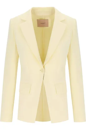 Twin-Set Jassen, Dames, Geel, L, Polyester, Vanilla Gele Crepe Blazer