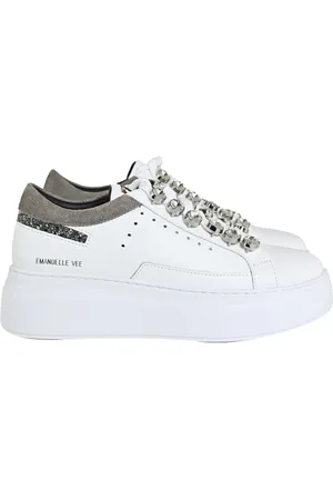 Emanuélle vee Schoenen, Dames, Wit, 37 EU, Leer, Witte Sneakers voor Vrouwen