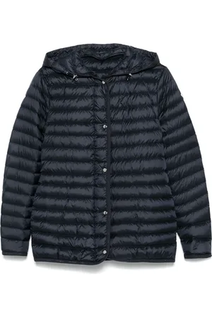 Moncler Jassen, Dames, Blauw, XS, Blauwe Donsjas met Capuchon