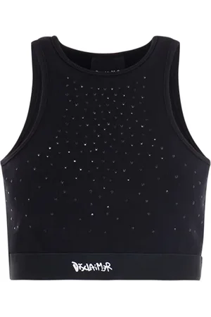 DISCLAIMER Tops, Dames, Zwart, L, Katoen, Urban Style Rhinestone Tank Top
