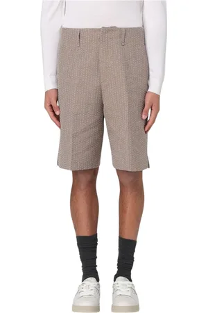 Fendi Korte broeken, Heren, , L, Linnen, Stip Patroon Linnen Shorts Stijlvol Comfort