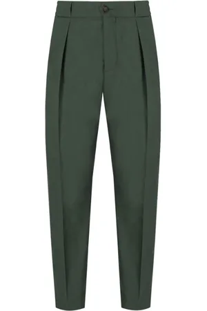 Manuel Ritz Broeken, Heren, Groen, L, Wol, Groene Wollen Baggy Fit Broek
