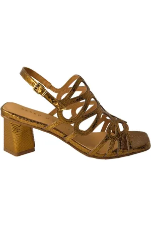 Pedro Miralles Schoenen, Dames, Geel, 38 EU, Leer, Bronze Metallic Leather Sandal Woman