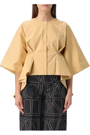 LIVIANA CONTI Blouses & Shirts, Dames, Geel, XS, Katoen, Witte Poplin Ruimvallende Blouse