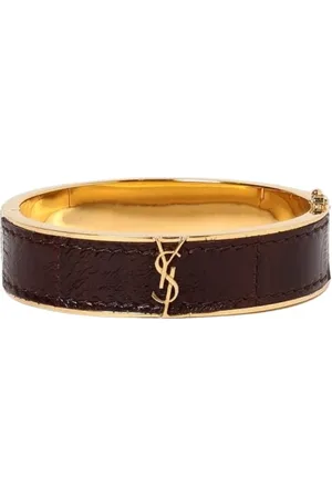 Saint Laurent Accessoires, Dames, Geel, S, Leer, Gestempeld leren armband sieraden