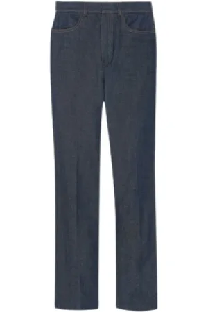 Saint Laurent Jeans, Dames, Blauw, S, Denim, Denim Straight Leg Broek met Zakken