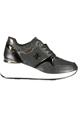 Laura Biagiotti Schoenen, Dames, Zwart, 36 EU, Zwarte Dames Sneaker met Borduurwerk