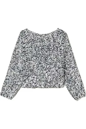 Twin-Set Blouses & Shirts, Dames, Zwart, M, Krullend garen kimono stijl trui