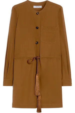 Max Mara Jumpsuits & Playsuits, Dames, Bruin, XS, Wol, Bruine Wollen Jurk met Trekkoord Taille