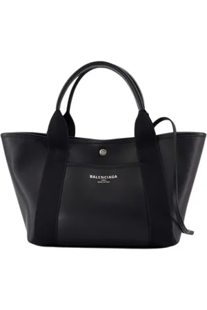 Balenciaga Tassen, Dames, Zwart, ONE Size, Katoen, Zwarte leren shopper tas