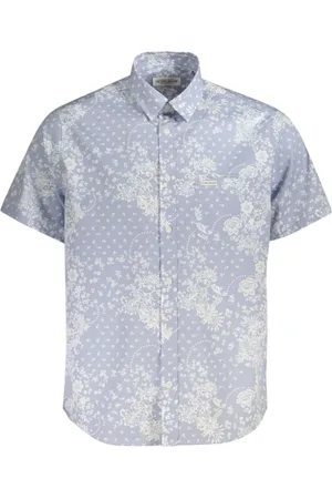 Guess Overhemden, Heren, Blauw, M, Katoen, Blauw Katoenen Overhemd met Italiaanse Kraag