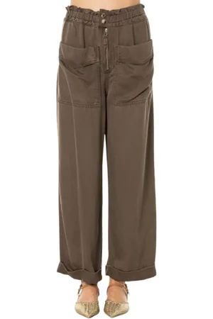 Isabelle Blanche Broeken, Dames, Groen, M, Denim, Denim broek met zakken - Ivy