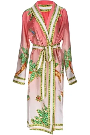 Casablanca Nachtkleding & Lounge, Dames, Veelkleurig, XS, Zijden Gedrukte Lange Mouw Badjas