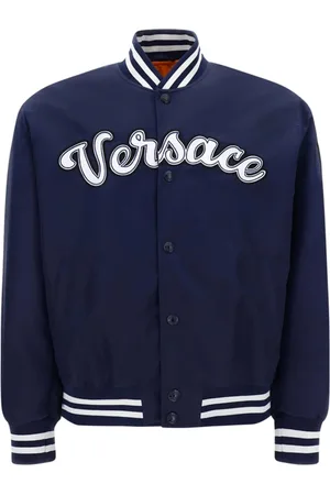 VERSACE Jassen, Heren, Blauw, M, Nylon, Blauwe Bomberjack