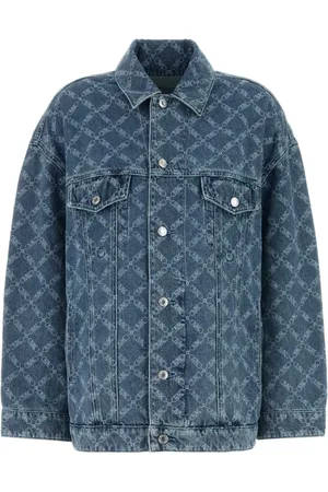 Michael Kors Jassen, Dames, Blauw, ONE Size, Denim, Gedrukte Denim Jas