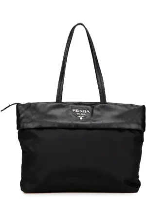 Prada Pre-owned, Dames, Zwart, ONE Size, Leer, Pre-owned Canvas totes