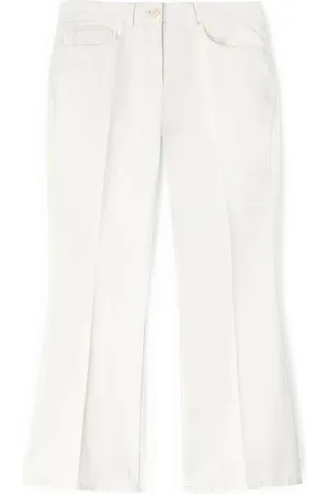 Motivi Broeken, Dames, Wit, XL, Katoen, Kick-flare broek van stretchkatoen drill