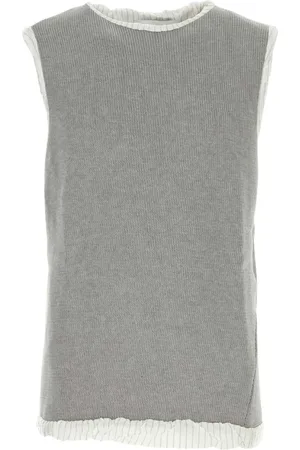 Hed Mayner Tops, Heren, Grijs, S, Katoen, Grijze Katoenen Gebreide Vest