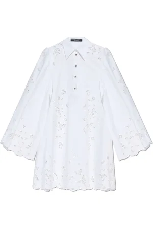 Dolce & Gabbana Kleedjes, Dames, Wit, 2Xs, Katoen, Opengewerkte jurk