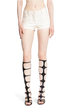 Tom Ford Korte broeken, Dames, Wit, XS, Katoen, Getailleerde Mini Shorts van Stretchkatoen