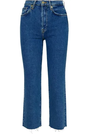 7 for all Mankind Jeans, Dames, Blauw, W25, Katoen, Cropped Jeans