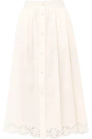 Twin-Set Rokken, Dames, Wit, XS, Katoen, Witte Katoenen Kant Rok
