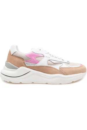 D.A.T.E. Schoenen, Dames, , 36 EU, Leer, Ivoor/Roze Sport Sneakers van Leer en Stof