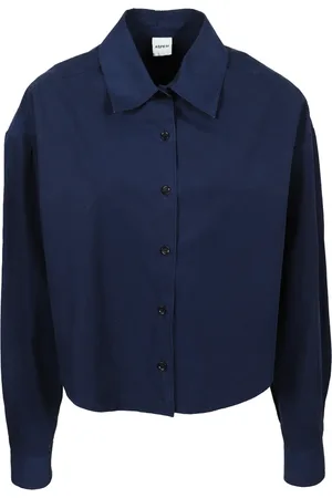 Aspesi Blouses & Shirts, Dames, Blauw, 2Xs, Katoen, Blauwe Ronde Shirt Blouses