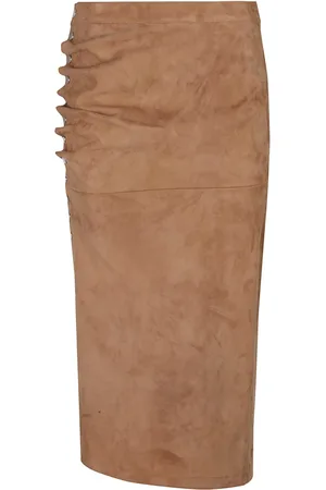 Paco rabanne Rokken, Dames, Bruin, 3Xs, Midi Rok in Trendy Stijl