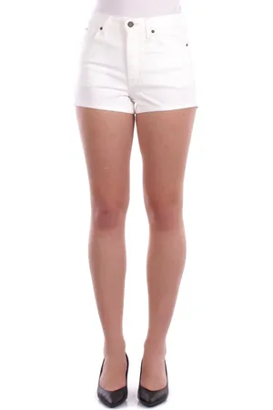 Guess Korte broeken, Dames, Wit, W26, Katoen, Witte Logo Shorts met Zakken