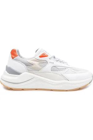 D.A.T.E. Schoenen, Heren, Wit, 43 EU, Suède, Witte en koraalsportsneakers