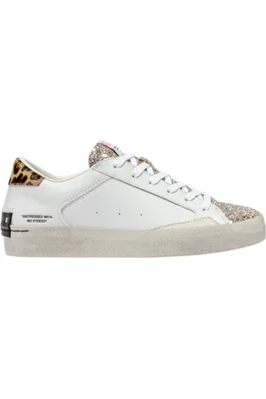 Crime london Schoenen, Dames, Wit, 39 EU, Leer, Witte Distressed Sneakers