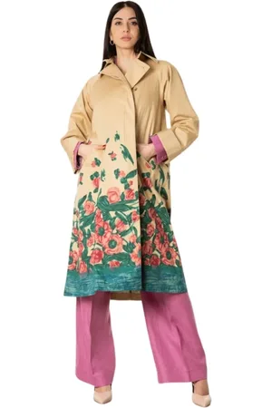 Max Mara Mantels, Dames, Veelkleurig, S, Katoen, Midi Katoenen Trench met Gedrukt Motief