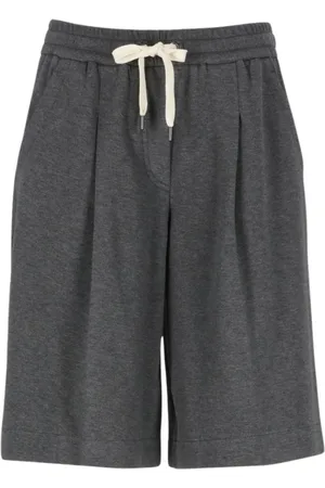 Brunello Cucinelli Korte broeken, Dames, Grijs, M, Minimalistische Grijze Korte Jas