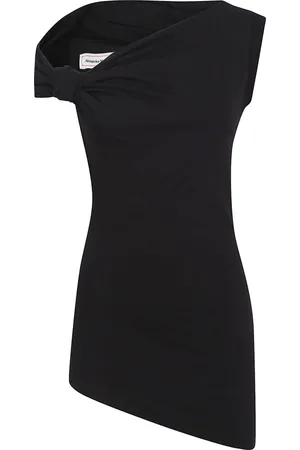Alexander McQueen Tops, Dames, Zwart, S, Katoen, Zwart Cut and Sew Top
