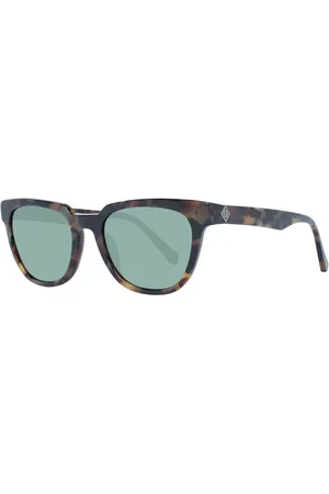 GANT Accessoires, Heren, Bruin, ONE Size, Bruine Rechthoekige Zonnebril Groene Lenzen