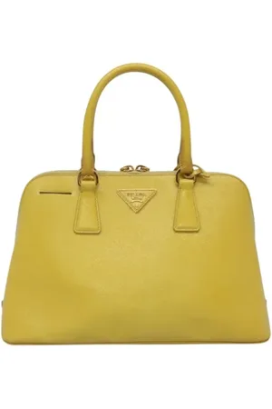 Prada Pre-owned, Dames, Geel, ONE Size, Leer, Tweedehands leren handtassen
