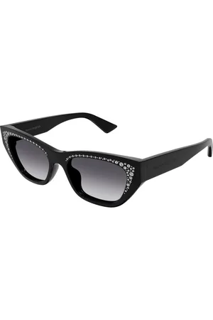 Alexander McQueen Accessoires, Dames, Zwart, 54 MM, Stijlvolle zonnebril Am 0465S Zwart