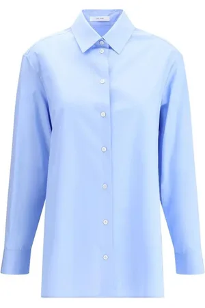 The Row Blouses & Shirts, Dames, Blauw, M, Katoen, Klassieke Katoenen Poplin Overhemd