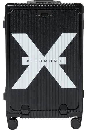 John Richmond Koffers, unisex, Zwart, ONE Size, Zwarte trolley met logo X