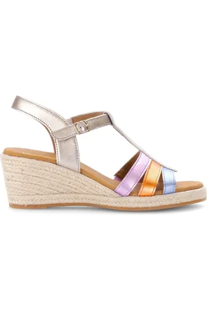Gabor Schoenen, Dames, Veelkleurig, 35 EU, Gouden multi leren metallic muilezels