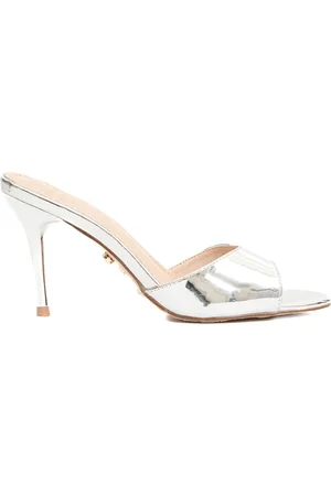 Twentyfour Schoenen, Dames, Wit, 40 EU, Zilveren Leren Sandalen voor Vrouwen